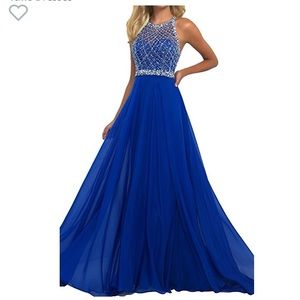 Royal blue long sparkly prom dress size 2